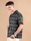 Black and White Printed Cuban Shirt
